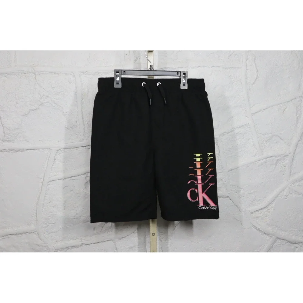 Calvin Klein Big Boys‎ Ombre Logo Swim Trunks - Black - Size L (14-16))